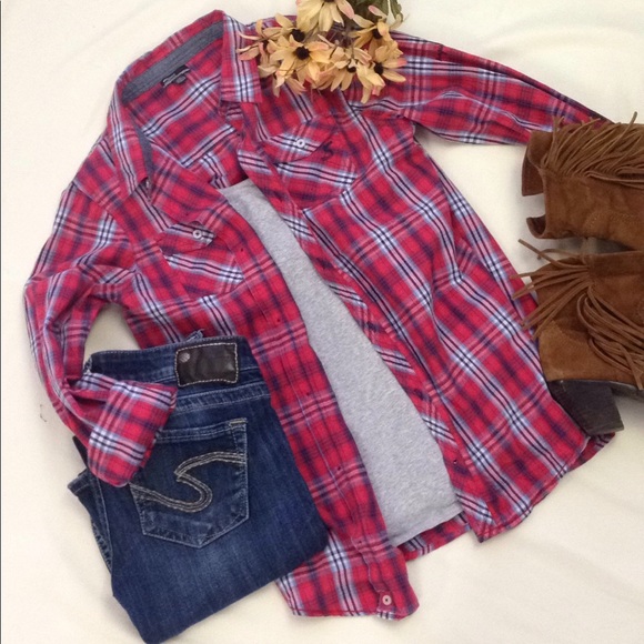 Silver Jeans Tops - Silver jeans button up shirt